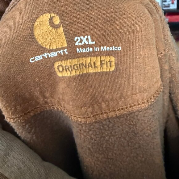 Carhartt Distressed Brown Hoodie 2XL Original Fit Mens Cotton/Polyester Blend - Picture 4 of 4